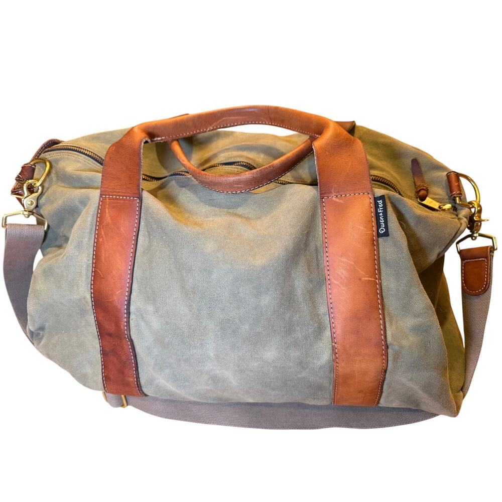 Owen & Fred Voyager USA Waxed Canvas Leather Duffel Weekender Travel Bag